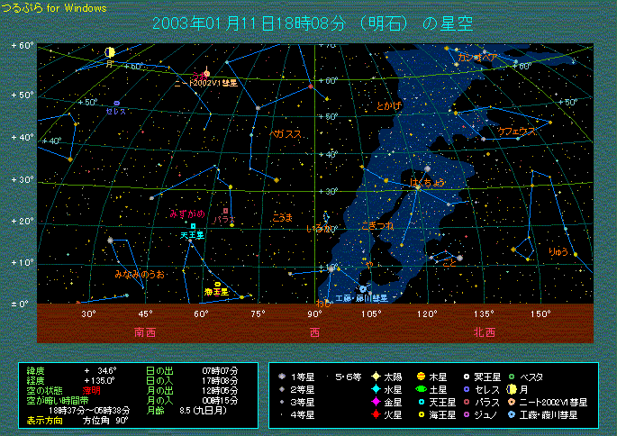 2003年1月11日 夕方、西の空