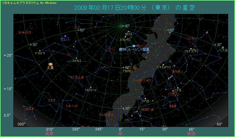 彗星はふたご座のポルックスの胴体付近に見える。