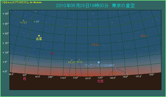 マックノート彗星が見える位置