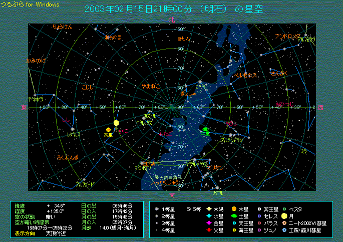 2月15日21時 天頂の空のようす
