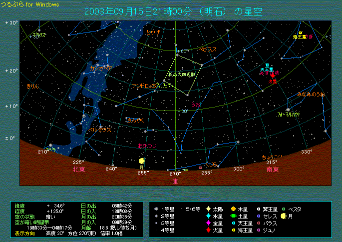 9月15日21時 東の空のようす