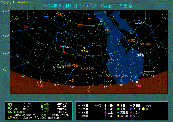 9月15日21時 南の空のようす