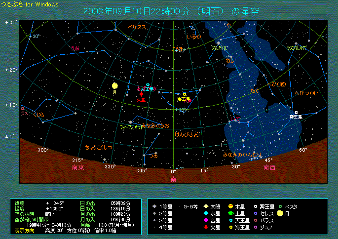 9月10日22時、南の空の様子