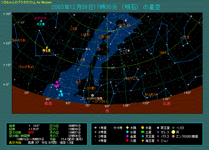 12月9日 水星の位置