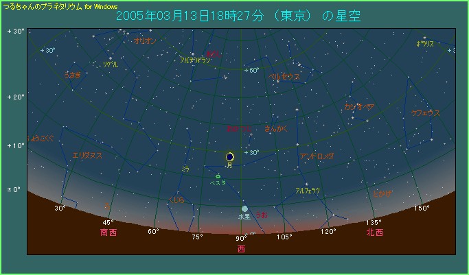 2005年3月13日 水星が東方最大離角