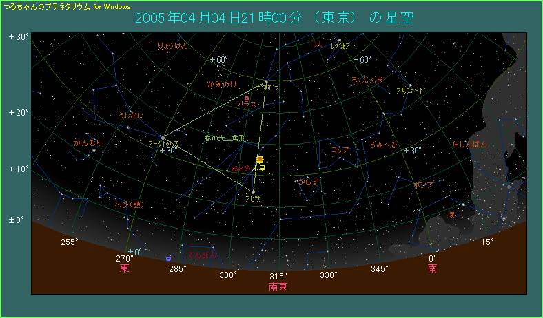 2005年4月4日21時 東京での東天のようす