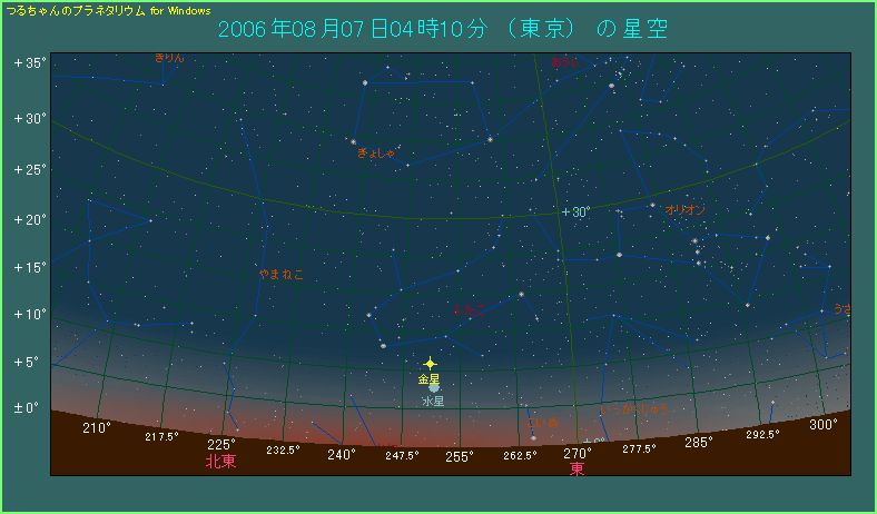 日の出40分前の東天の様子