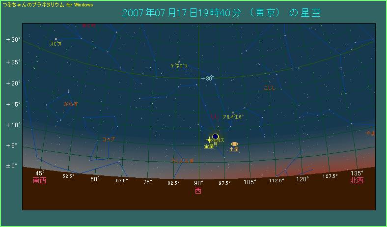 西の空で月、金星、土星、レグルスが集まる