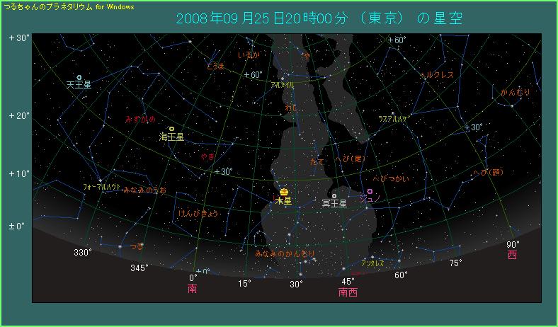 �X���㔼�Q�O�����̖ؐ��̈ʒu�B��쐼�̋�ֈړ����A���x���R�O�x��؂��Ă���B