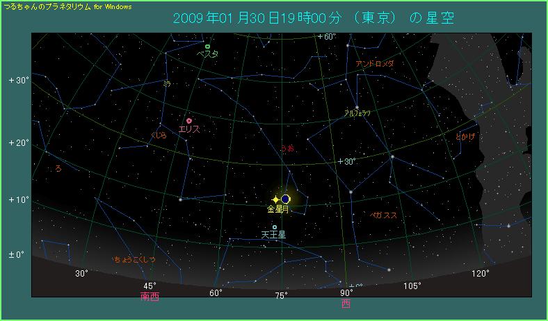 月と金星が横に並んだ様子