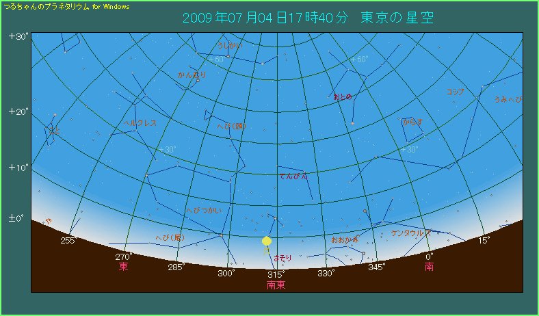 南東の方角、低空を見よう