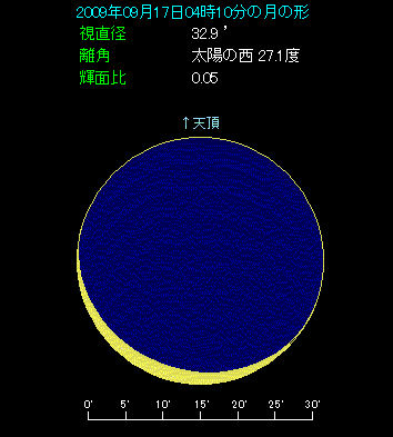 下側が光る細い月