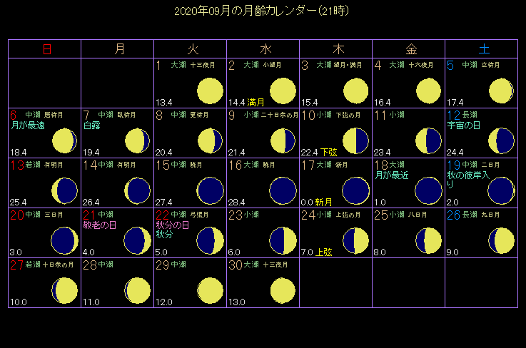 2020�N9���̌���J�����_�[