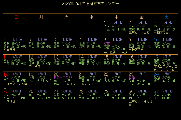 2020�N10���̋���J�����_�[