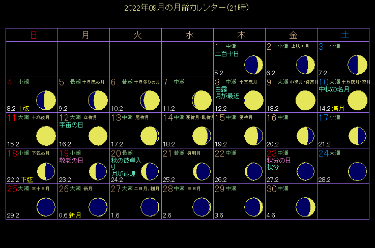 2022�N9���̌���J�����_�[