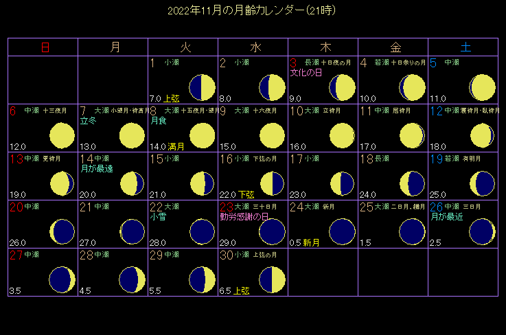 2022�N11���̌���J�����_�[