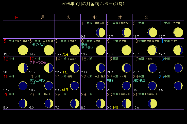 2025�N10���̌���J�����_�[