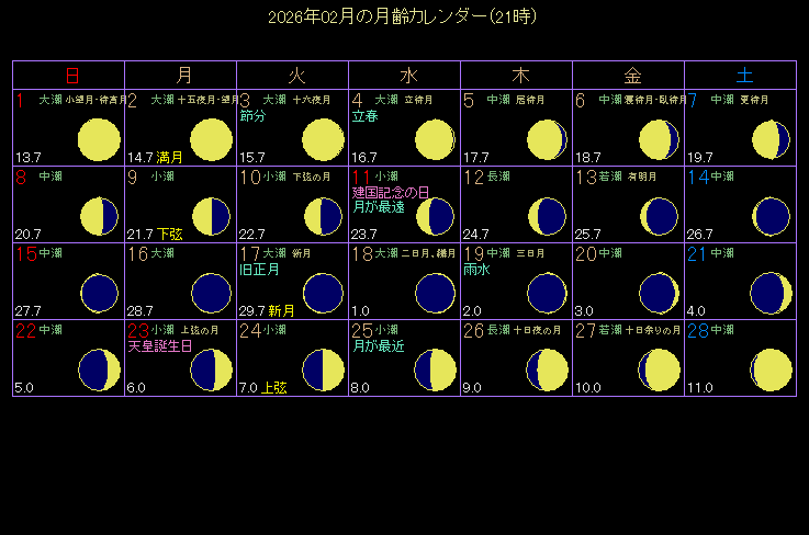 2026�N2���̌���J�����_�[