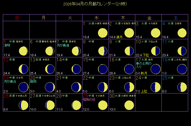 2026�N4���̌���J�����_�[