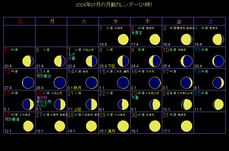 2026�N7���̌���J�����_�[