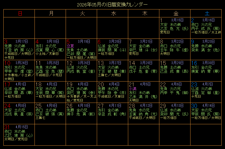 2026�N5���̋���J�����_�[