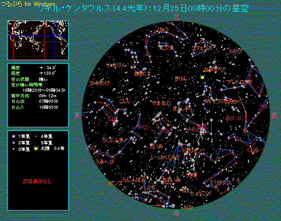 ケンタウルス座アルファ星から見た星座